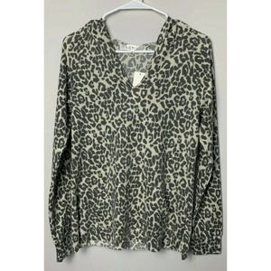 New Row-A Cheetah Print Hoodie Sweater Pockets Soft Size Small Rowa Lightweight